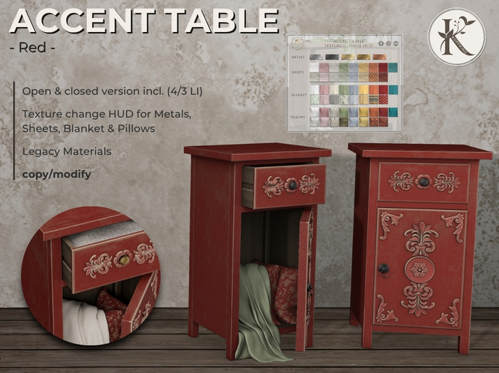 KOPFKINO - Accent Table - Red