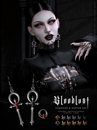 -SU!- Bloodlust Earrings & Septum Set
