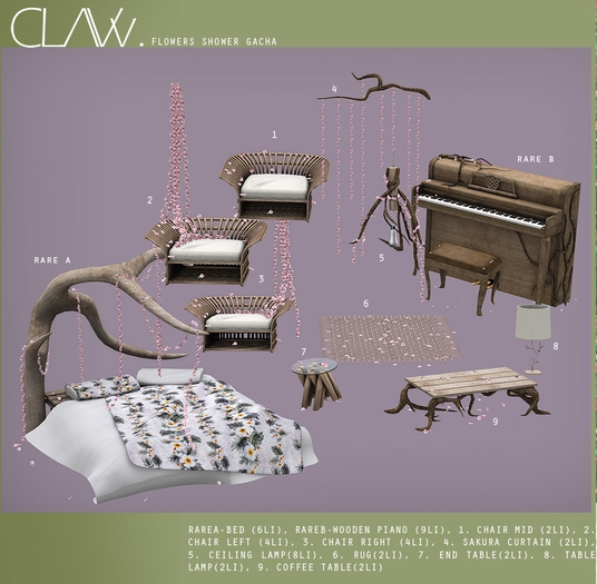 C L A Vv. Flowers Shower - Table Lamp