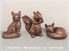 Copper Squirrel & Fox Figurines