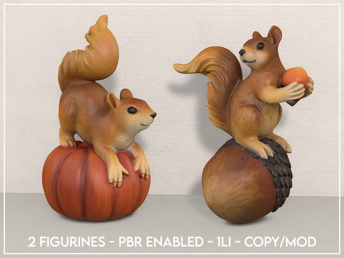 Autumn Squirrel Figurine Set