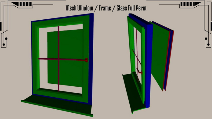 Mesh Window / Frame / Glass Full Perm
