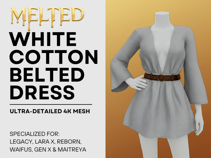 Belted Dress - White Cotton [MELTED]