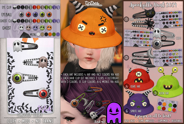 . tiptoes - Ghostly Snap Hair Clips