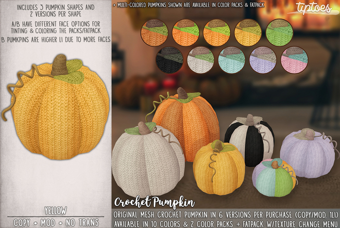 . tiptoes - Crochet Pumpkin - Yellow