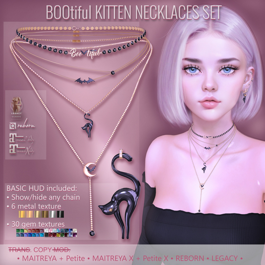 *AvaWay* BOOtiful KITTEN Necklaces Set