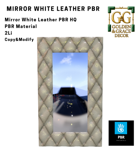 Mirror  WHITE LEather PBR