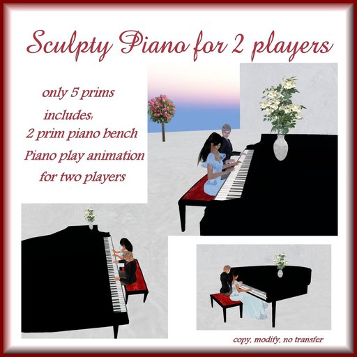 2players/4 prim sculpted piano w bench