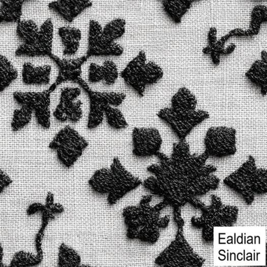 Black Embroidered White Linen Seamless Texture