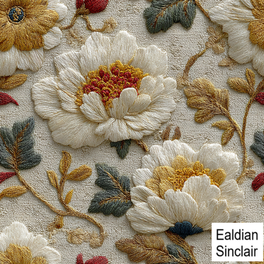 Floral Embroidered White Seamless Texture