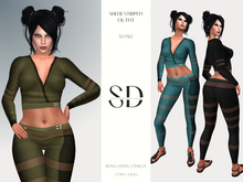Sheer Striped Outfit – Khaki – BOM|Layers|Omega – Sweet Distractions