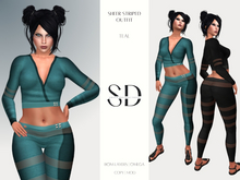 Sheer Striped Outfit – Teal – BOM|Layers|Omega – Sweet Distractions
