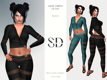 Sheer Striped Outfit – Black – BOM|Layers|Omega – Sweet Distractions
