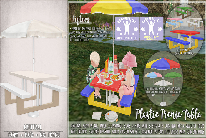 . tiptoes - Plastic Picnic Table - Neutral