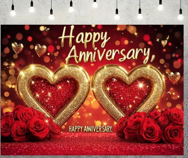 HAPPY ANNIVERSARY TWO HEARTS TEXTURE