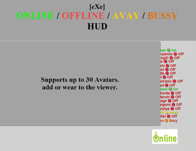 [eXe] ONLINE / OFFLINE / AVAY / BUSSY HUD