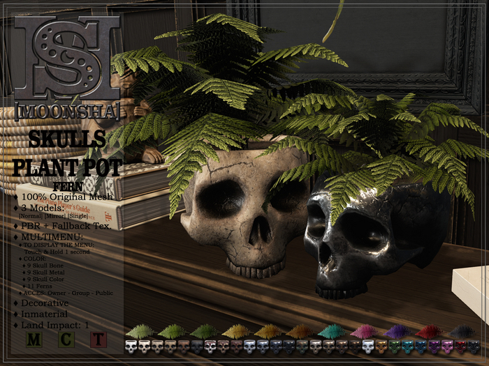 [MoonSha] Skulls Plant Pot - Fern