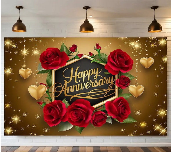 HAPPY ANNIVERSARY ROSES GOLD TEXTURE