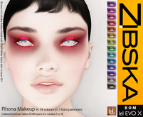 Zibska EvoX ~ Rhona Makeup in 14 colors in 3 transparencies with tattoo and universal tattoo BOM