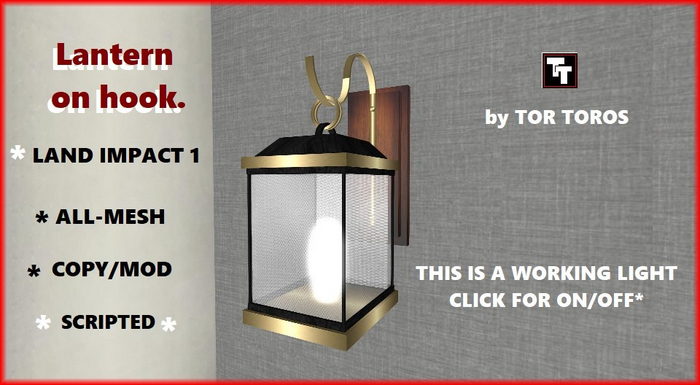 LANTERN ON HOOK 1Li MESH WALL LIGHT, LAMP.