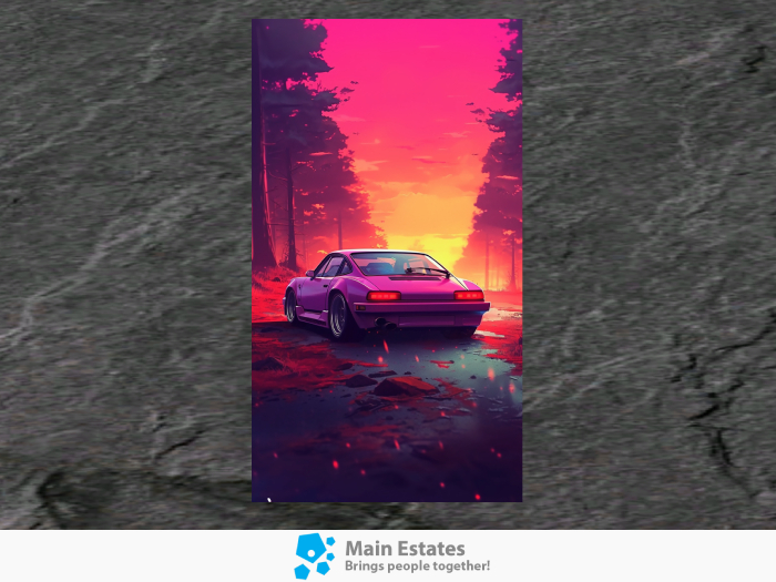 Neon Drive Wall Poster – Retro Sports Car Sunset Artwork [63]