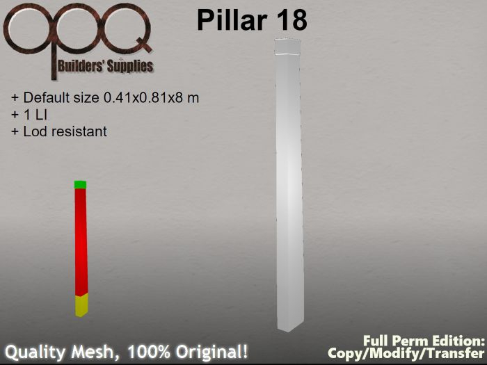 Rectangular Sloping Pillar - OPQ Pillar 18