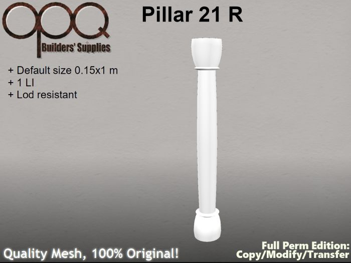 Classic Round Baluster or Short Pillar - OPQ Pillar 21 R