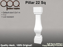 Classic Square Baluster or Short Pillar - OPQ Pillar 22 Sq