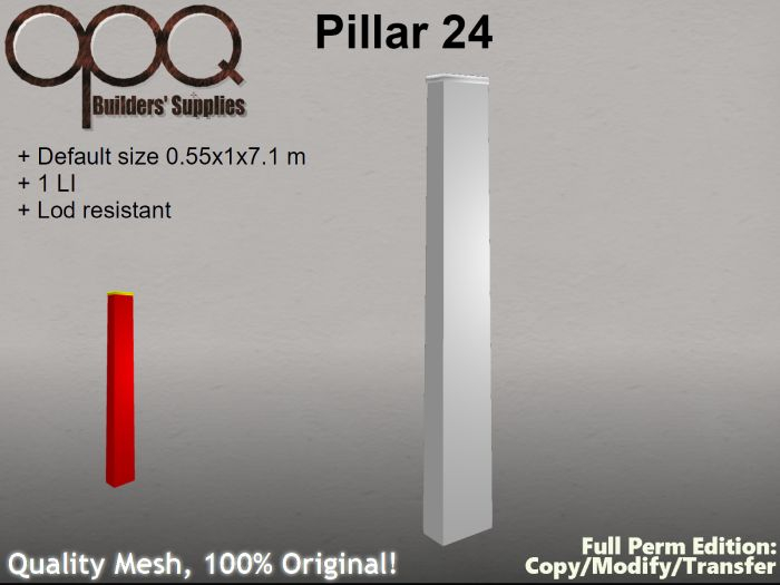 Sloping Rectangular Pillar - OPQ Pillar 24