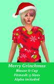 Grinchmas Blouse & Cap