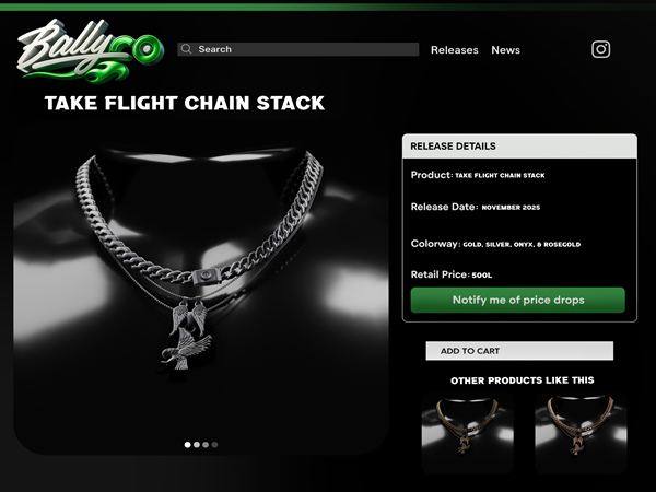 'BALLYCO' Take Flight Chain Stack Silver