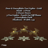 Deer & Snowflake Tea Lights Gold1