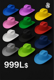 Rainbow Cowboy Hat Collection – Copy/Mod – 12 Vibrant Colors!