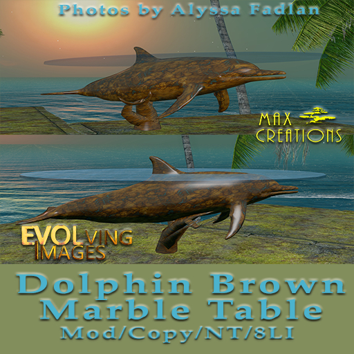 Dolphin Table Brown Marble