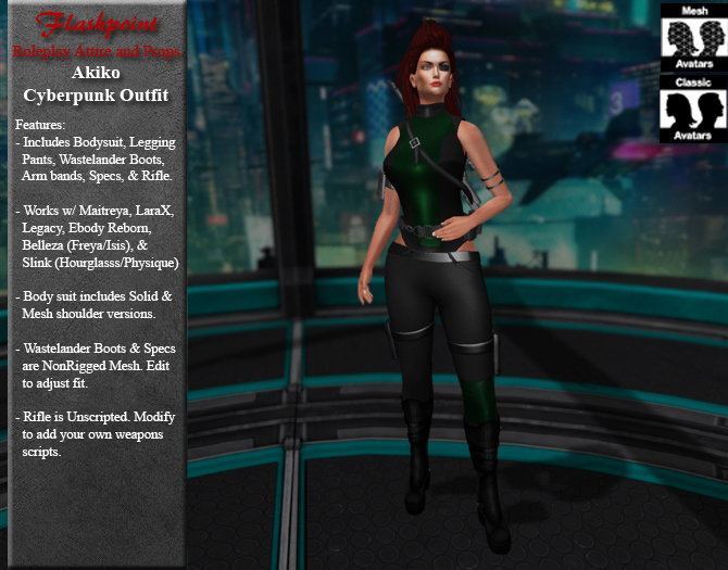 Akiko Cyberpunk Outfit - Green