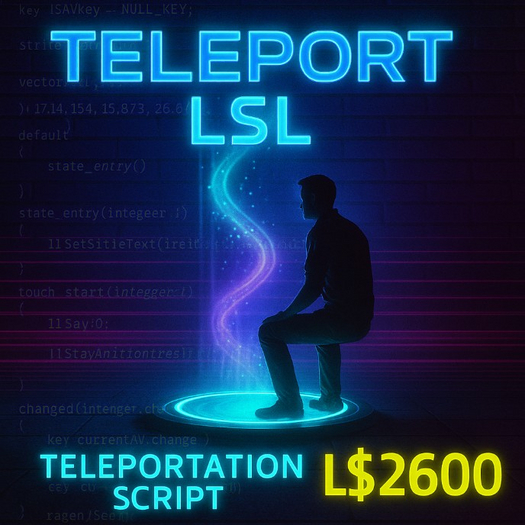 Teleport Script for Second Life – Copy/Mod Sit Teleporter | Simple LSL Teleportation System with Hover Text and Easy Set