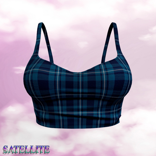 Navy Plaid Crop Top