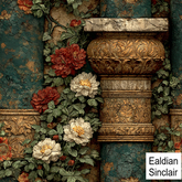 Fresco With Roses and Columns Seamless Texture