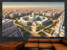 Grand Capital Palace Wall Canvas – Futuristic City Landmark Artwork [69]