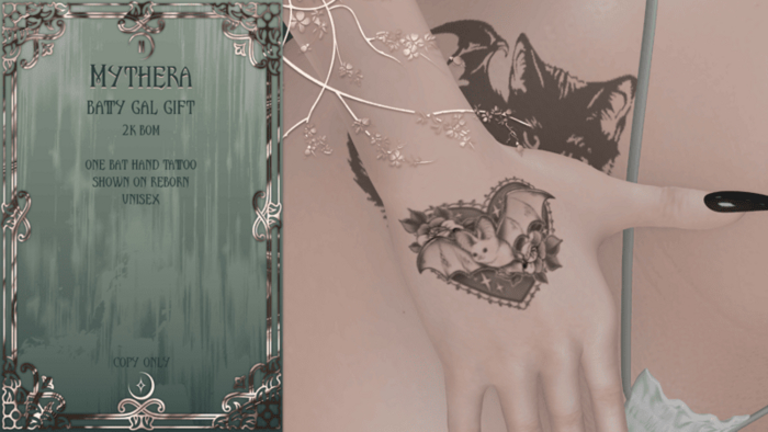 Mythera - Bat Hand Tattoo Gift