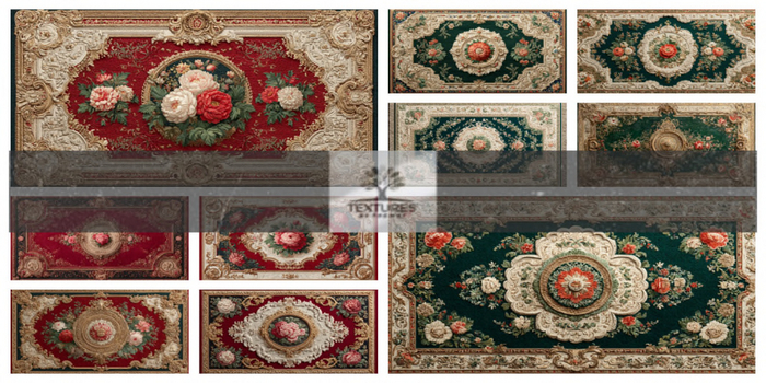 TB -ROYAL BAROQUE RUG RED & gREEN
