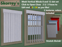 Mesh Vertical Blinds 8, 12 Slats Set Click to Open Close 3 Faces to Edit your own color