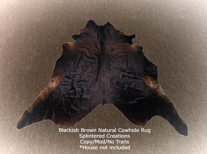 SC: Blackish Brown Natural Cowhide Rug 