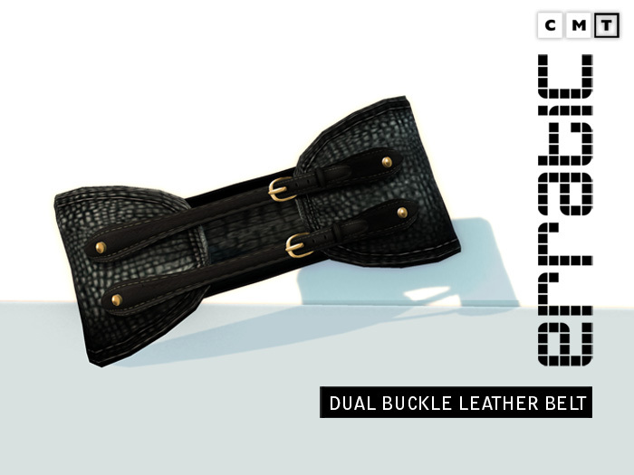 erratic / dual buckle leather belt / black