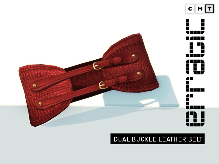 erratic / dual buckle leather belt / red