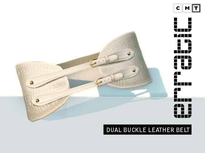 erratic / dual buckle leather belt / white