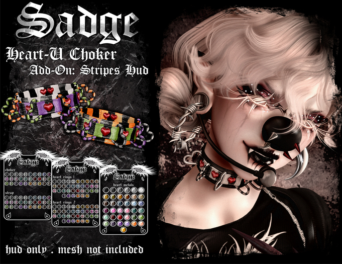Sadge Heart-U Choker STRIPES ADD-ON