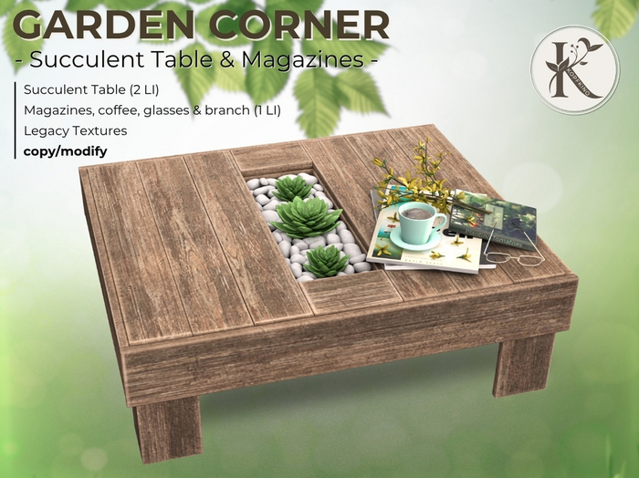 KOPFKINO - Garden Corner - Succulent Table & Magazines