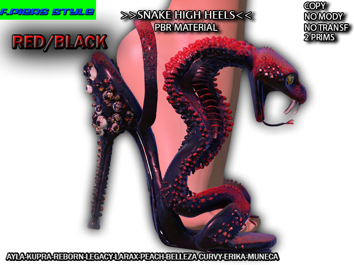 >>RED/BLACK SNAKE HIGH HEELS<<P.Piers Style