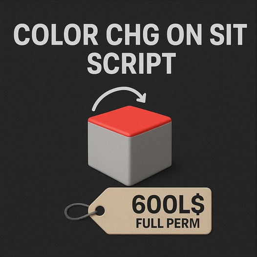 Color Chg on Sit Script – Change Object Color When Avatar Sits
